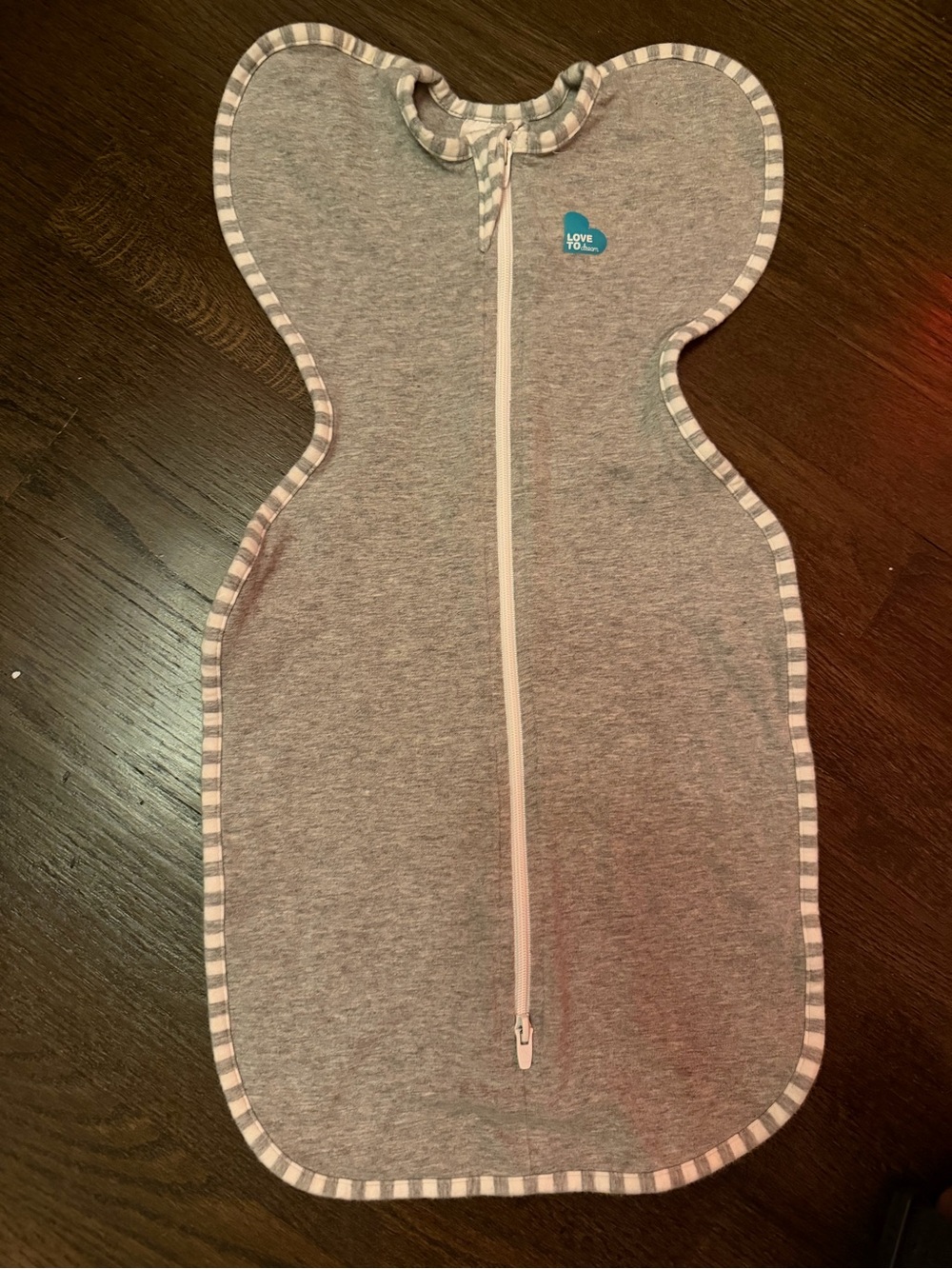 Love to dream Grey Swaddle Sleep Sack with Striped Trim